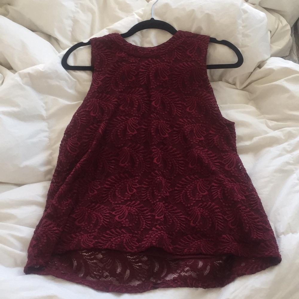 Elodie Maroon Lace Tank Top